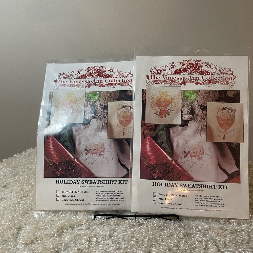 Christmas Two Santa & Mrs Claus Cross Stitch Sweatshirt Kits Vanessa-Ann